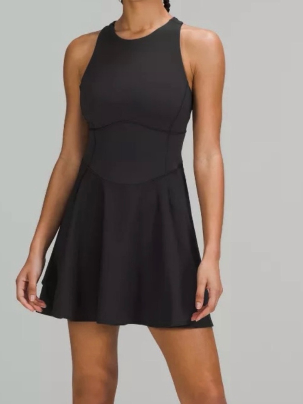 LULULEMON Court Crush Black Athletic Fit-and-Flare Dress SZ 10 NWT